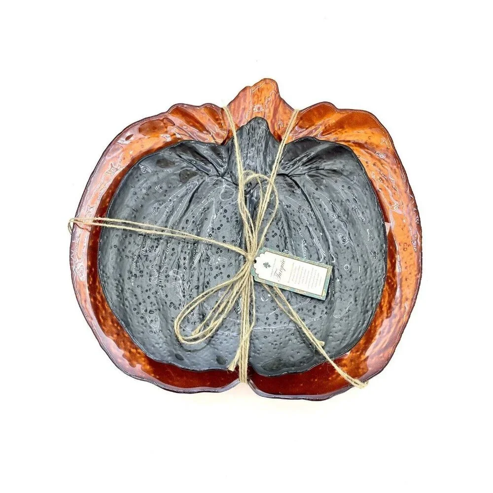 Akcam Turkish Glass Thanksgiving Platters Pumpkin Dessert Plate Set Of 2 Large